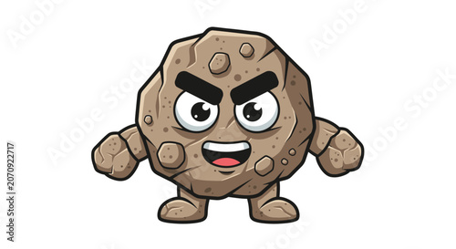 Tough brown rock monster character with angry expression.