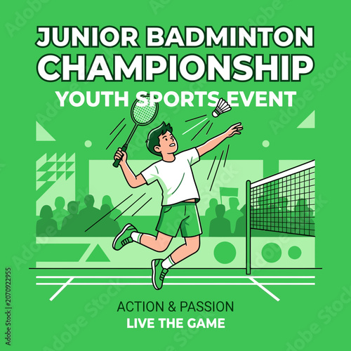 Junior Badminton Championship Youth Sports Event With Action And Passion