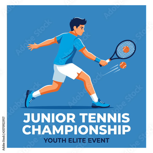 Junior Tennis Championship Youth Elite Event Active Young Athlete Playing Tennis Court