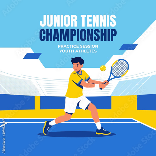 Junior Tennis Championship Practice Session Youth Athletes Competing On Court