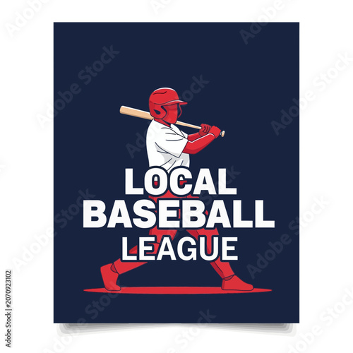 Local Baseball League Player Swinging Batter On Field Action Concept