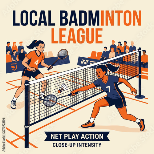 Local Badminton League Action And Close Up Net Play Intensity
