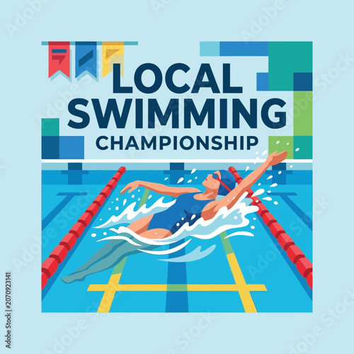 Local Swimming Championship Competitive Event Athlete In Action Illustration