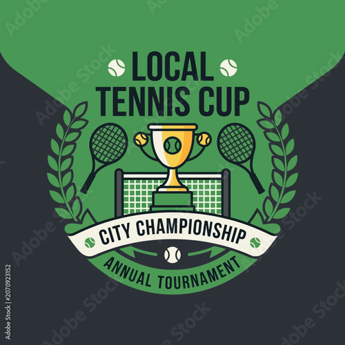 Local Tennis Cup City Championship Annual Tournament Emblem