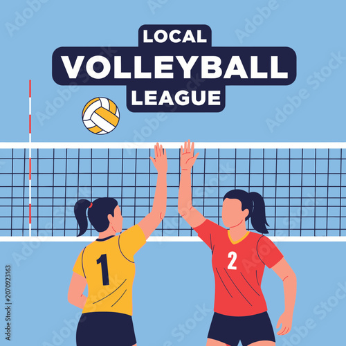 Local Volleyball League Teamwork Sports Celebration High Five Victory