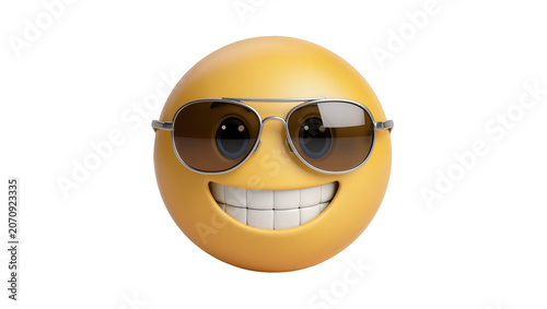 Isolated smiling emoji wearing cool sunglasses showing teeth with a wide happy grin