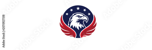 Obraz na plátne American Eagle Emblem with Wings and Stars bird logo