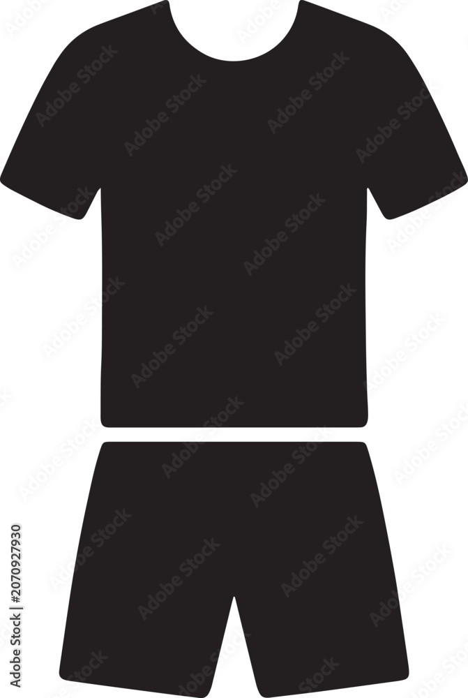 Naklejka premium Black athletic wear, sportswear outfit, t-shirt and shorts set, fitness clothing isolated on Transparent Background