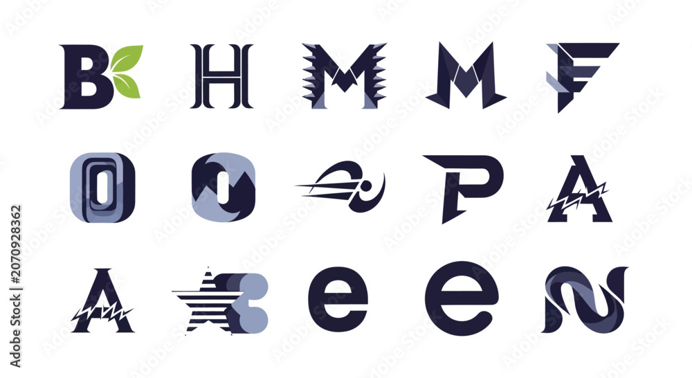 Fototapeta premium Modern Logo Designs and Lettermarks Collection - Graphic Design Elements