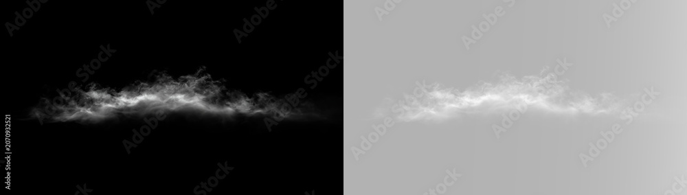 Obraz premium Smoke haze overlay realistic white smoke cloud isolated transparent fog mist vapor floating texture effect