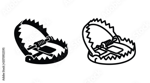 фотографія Animal trap silhouettes on a white background black and white graphic