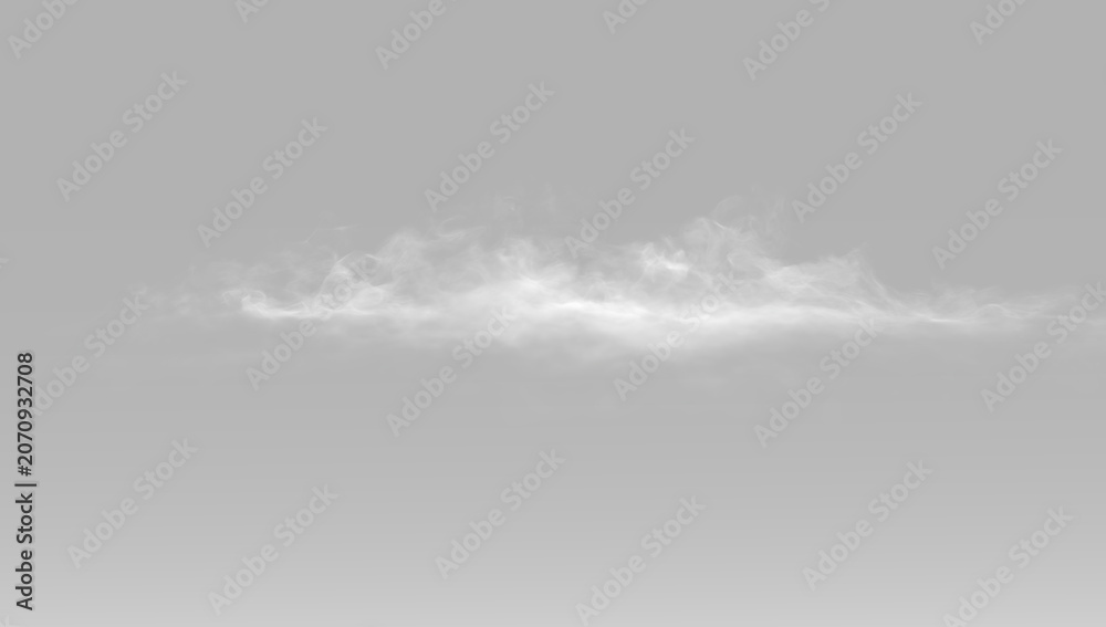Fototapeta premium Smoke atmospheric cloud overlay realistic white smoke isolated transparent fog mist haze vapor texture effect