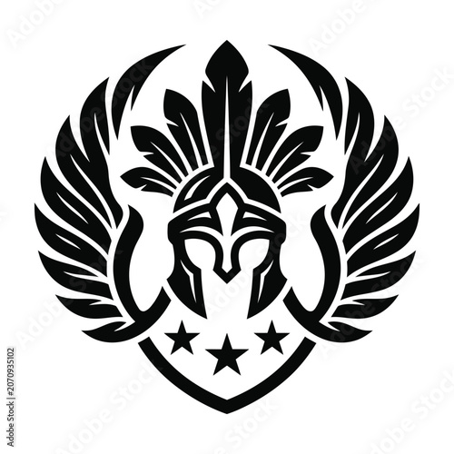 Winged warrior helmet crest with stars