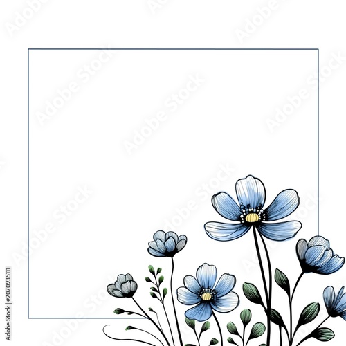 Romantische Karten Vorlage mit Blumen im Aquarell Technik	