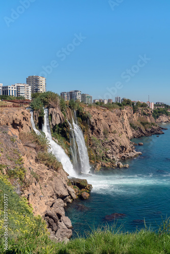 Duden Waterfall is a natural attraction of Antalya. The lower cascade of the waterfall in the Lara area	
