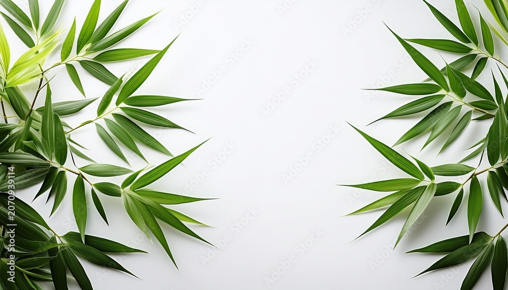 Naklejka premium bamboo leaf white background