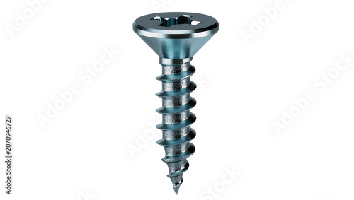 Принти на полотні Isolated shiny metal self-tapping screw with countersunk head and square drive c