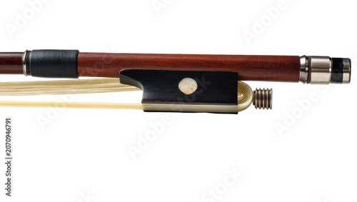 Canvas Print Isolated professional violin bow, a musical instrument accessory with horsehair