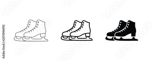 Ice skates in three styles