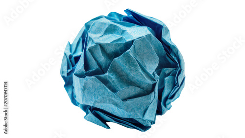 Canvas-taulu Isolated textured blue paper ball, representing discarded ideas, failure, or pro