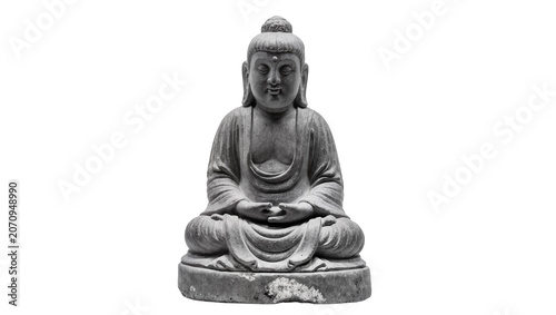 Принти на полотні Isolated serene stone Buddha statue in meditative pose, symbolizing spiritual enlightenment and tranquility