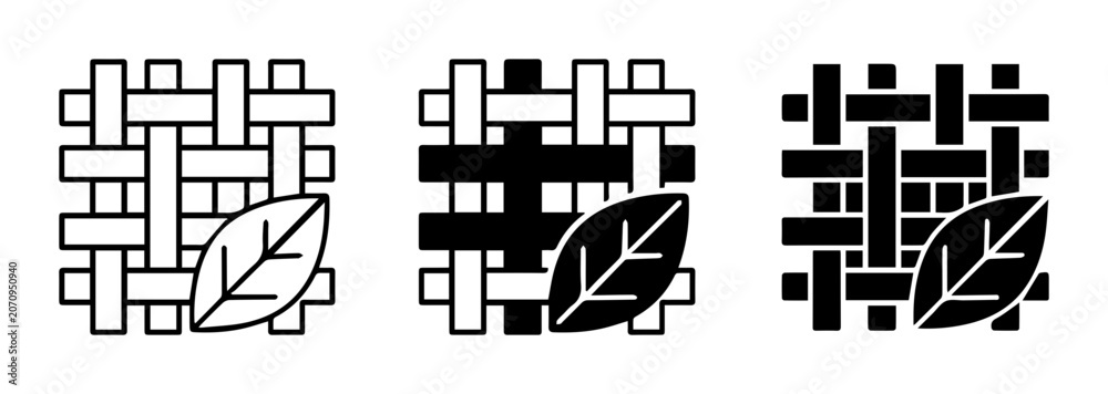 Fototapeta premium Eco-friendly Fabric Icons, Natural Textile Symbols, Sustainable Material Graphics, Organic Weave Designs