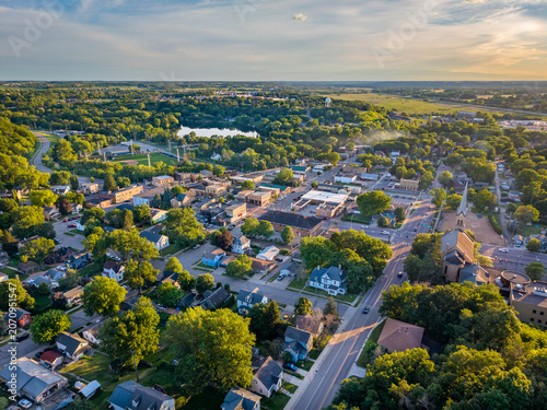 Aerial View of the Mini Met Baseball Stadium in Jordan Minnesota at Sunset