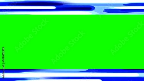 Abstract Blue Liquid Motion Borders Frame with Chroma Key Green Screen Center