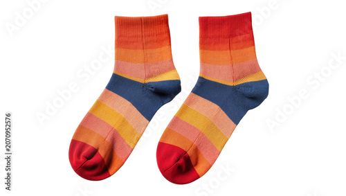 Foto Isolated pair of colorful striped socks for men, women, or kids, comfortable cot