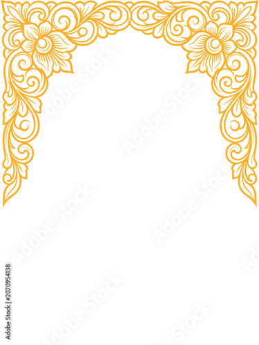 Golden Floral Arch Frame Engraving