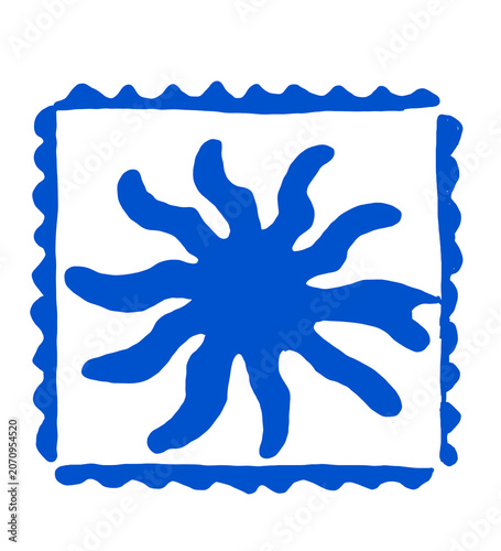 Foto stamp with the text of the world