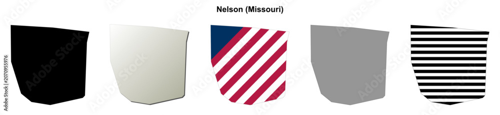 Fototapeta premium Nelson (Missouri) blank outline map set