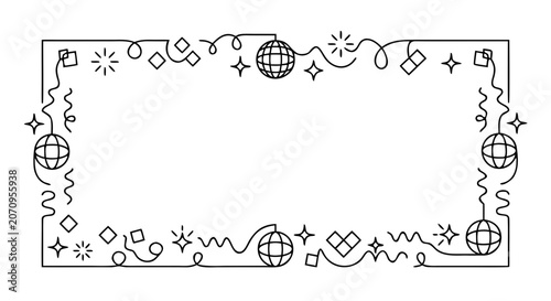 disco ball new year border