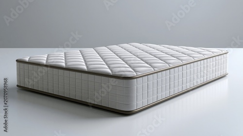 Orthopedic mattress rests on a white surface.