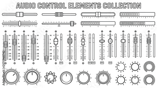 Audio control elements collection for sound mixing.