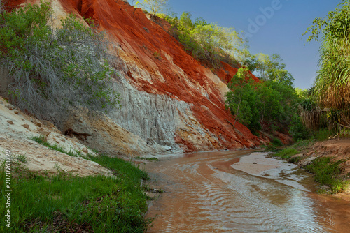 Red sandstone formations, canyon at Fairy stream, Mui Ne, VietNam,Asia
