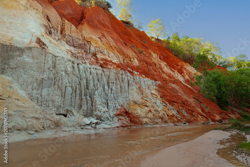 Red sandstone formations, canyon at Fairy stream, Mui Ne, VietNam,Asia