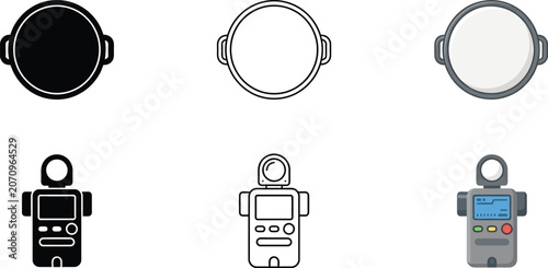 Fotografie Cooking Pot Top View and Photography Light Meter Icons