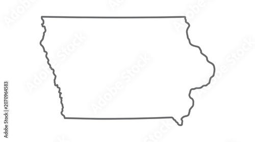 Iowa State Map Outline Illustration.