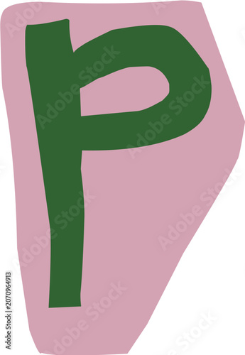 Ransom note cutout letter P illustration for journaling and scrapbooking