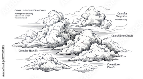 Bild auf Leinwand Cumulus clouds in various formations.