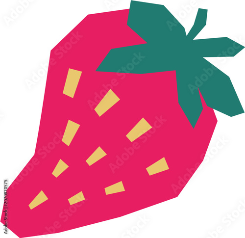Cute papercur strawberry illustration