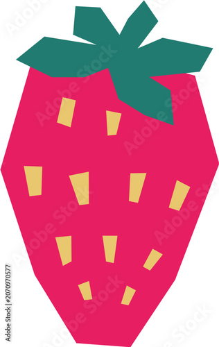 Cute papercur strawberry illustration