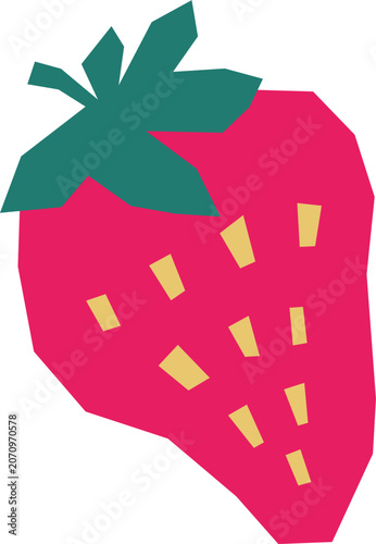 Cute papercur strawberry illustration