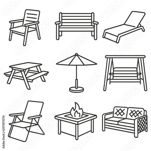 No icon furniture per umbrella bubbles equally stand table vector outdoor icons