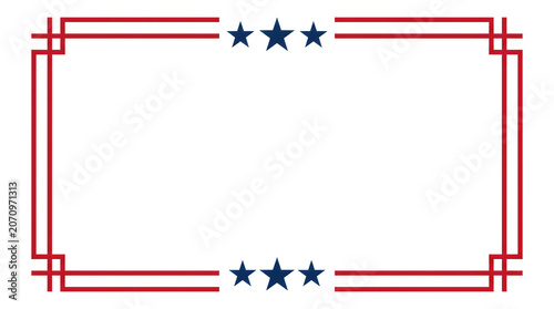 American themed border design with red lines and blue stars on white background for patriotic purposes and decoration