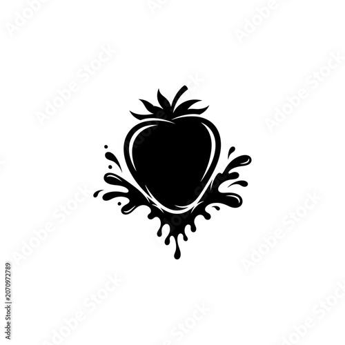 Black Strawberry Fruit Icon Graphic.