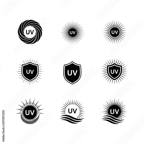 Black UV logos and icons set.