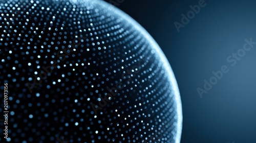 Abstract digital sphere made of glowing light particles