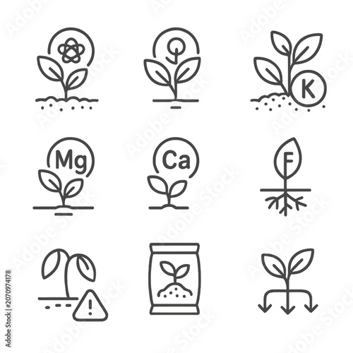 Nitrogen flow magnesium phosphorus vector icon plant potassium iron fertilizer icons nutrient
